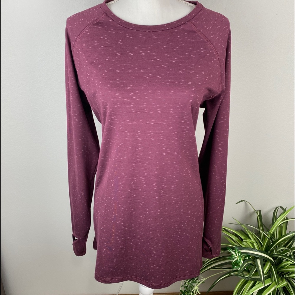 Earth Yoga Sustainable Plus Size XXL Long Sleeve Heathered Wine Active Top EUC